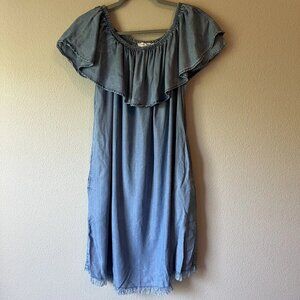 BeachLunchLounge Tova Blue Chambray Off The Shoulder Dress Size Medium